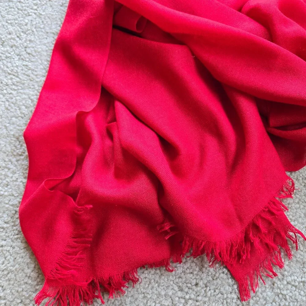 Lightweight Cashmere Wool Scarf Red
